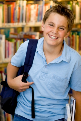 Teen boy with braces